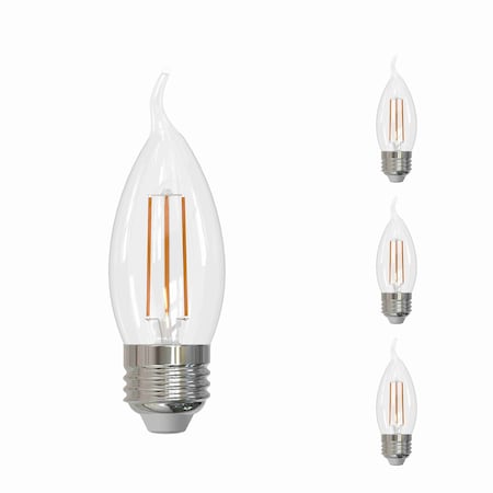 Bulbrite LED Filament, 5 Watt Dimmable CA10 Light Bulb, Clear Glass Finish, E26 Base, 3000K, 500 Lumens, 4PK 862084
