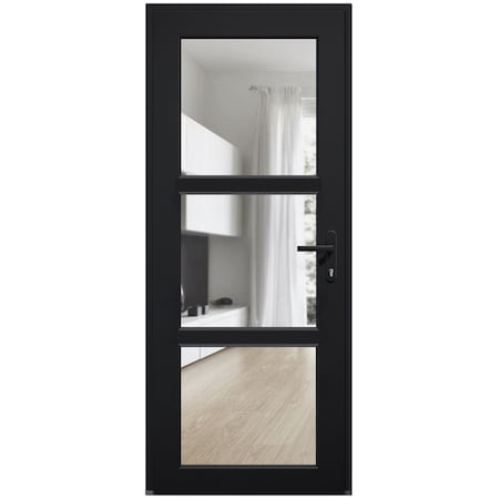 Vdomdoors Front Exterior Prehung FiberGlass Door Clear Glass See-through / Manux 8555 Matte Black Clear Glass MANUX8555EXD-BLK-W36 x H80-RH