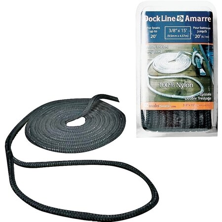 Multinautic Pre-Spliced Dock Line, Nylon, Black 34901