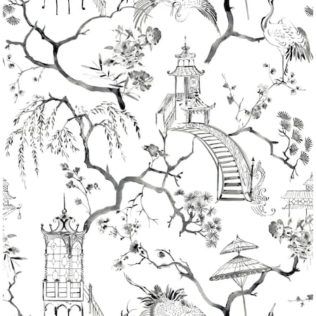 A-Street Prints Serena Charcoal Chinoiserie Wallpaper 4120-26809