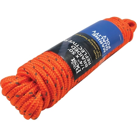 Do It Best 1/4'' x 50 Ft. Orange Braided Reflective Polypropylene Packaged Rope 703155