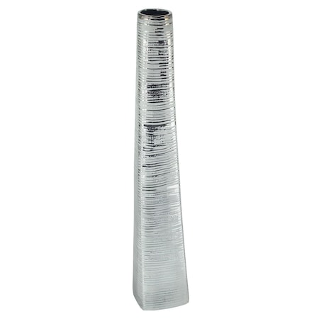 Homeroots 40" Silver Striped Tapered Ceramic Floor Vase 576735