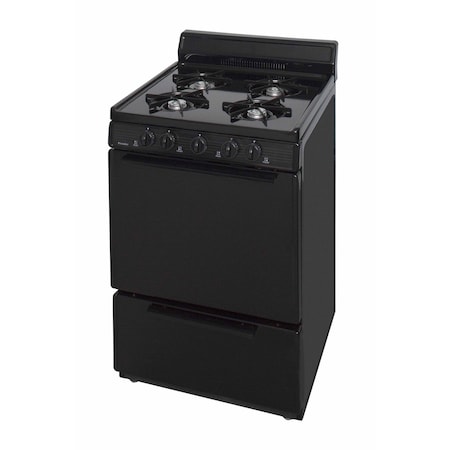 Premier Gas Range, Four 9100 BTU Open Burners, 24 inW x 40 inH x 26 inD, 2.42 cu. Ft., Black 805738