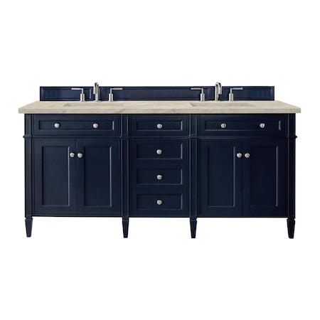 James Martin Vanities Brittany 72" Double Vanity, Victory Blue, w/ 3 CM Tajnar Eclos Top 650-V72-VBL-3TJR