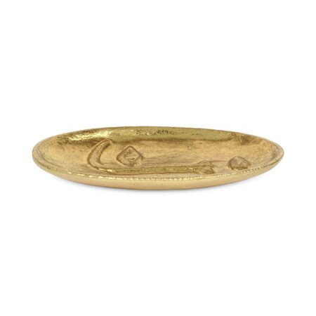 Homeroots 8" Gold Cast Iron Mod Abstract Face Oval Trinket Tray 571244