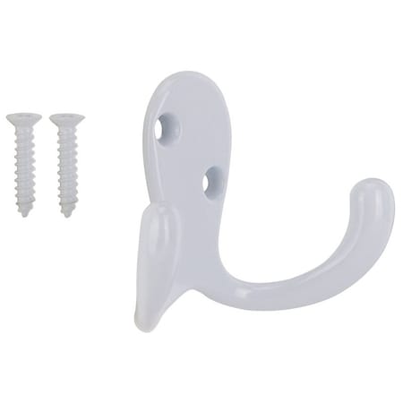 Prosource Coat and Hat Hook, 22 lb, 2-Hook, 7/8 in Opening, Zinc, Powder-Coated 23263WHB-PS