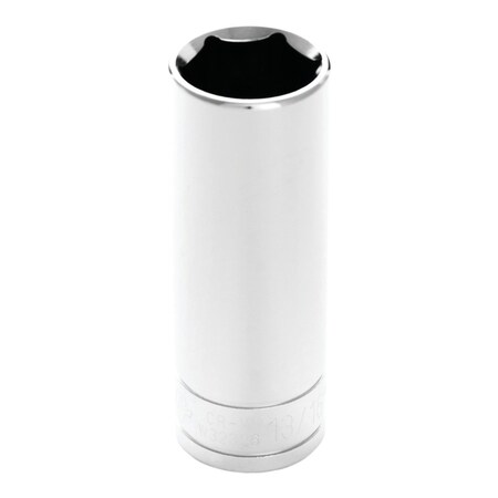 Perform Tool Socket 1/2 In Drive; 13/16 In; Standard; Deep Socket; 6 Point; Polished Nickel Chrome Plated W32326