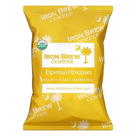 Iron Brew Coffee, Espresso Ethiopia, Fraction Pack, Caffeinated, Ground, 0.8 oz C-50FPOEE