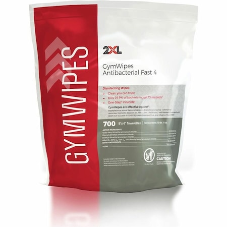 2Xl Antibacterial Gym Wipes Refill, 6 X 8, 4PK L101