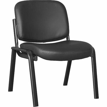 Lorell Deluxe Leather 4-Leg Guest Chair, Black LLR84595