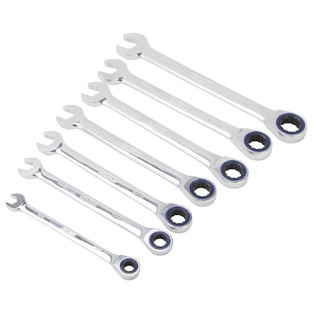 Vulcan Wrench Set, 7-Piece, Chrome Vanadium Steel, Mirror Polish, Silver, Specifications: Metric PG7M