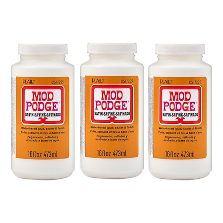Mod Podge Decoupage Glue, Satin, 16oz., 3PK CS17295