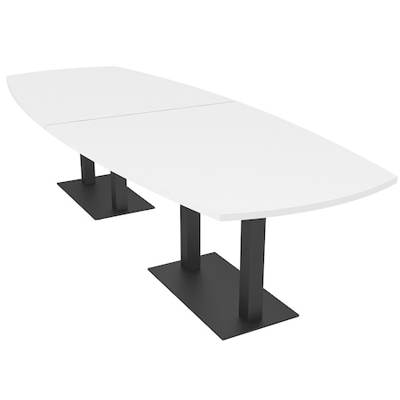 Skutchi Designs Arc Boat Conference Table, 45 in W, 120 in L, White HAR-ABOT-48x120-DOU.BK-W960
