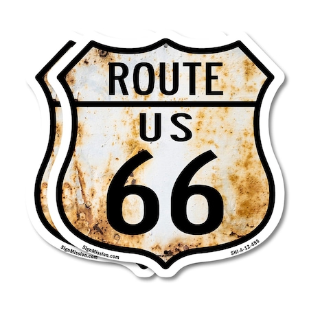 Signmission Route Us 66 Rustic, 12 inch X 12 inch, Aluminum Metal Sign, 2PK SHI-A-2PACK-12-485