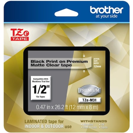 Brother Label/RibbonCartridge, Clear, 15/32inW TZEM31G