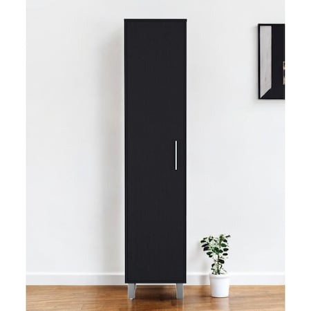 Homeroots 71" Black Wood Pantry Or Storage Cabinet 564779