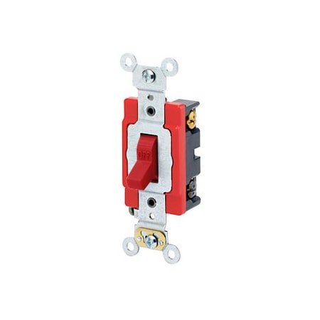 Leviton Toggle Switch, 20 Amp, 120/277 Volt, Red 1224-2R