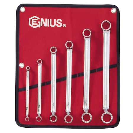 Genius Tools 6PC SAE Double Ended Offset Ring Wrench Set DE-706S