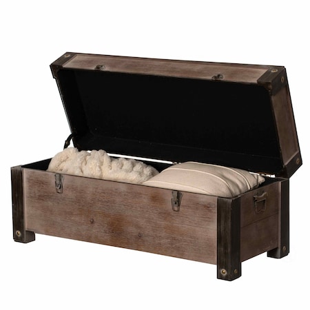 Vintiquewise Rustic Wooden Storage Trunk Bench for Decortive Organization or Seating QI004861.L