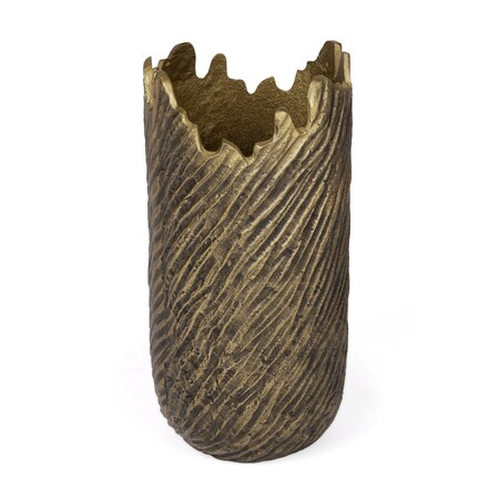 Homeroots 17" Gold Abstract Aluminum Table Vase 530277
