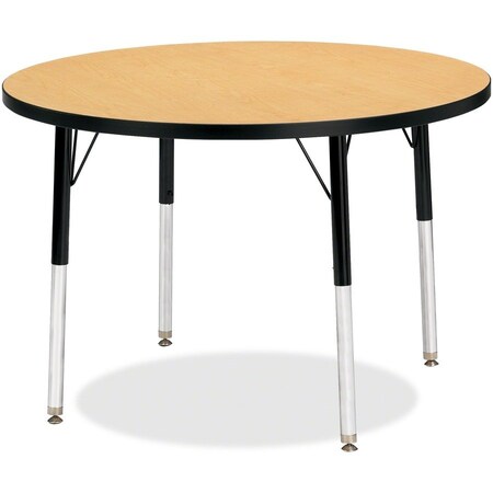 Jonti-Craft Berries Round Activity Table, 36 in. Diameter, E-height, Oak/Black/Black 6488JCE210