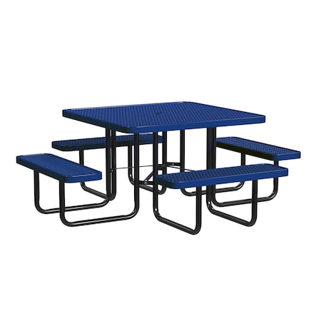 Leisure Craft Square Picnic Table, Navy, Surface Mount, 46 in T46SQSM-NAVY