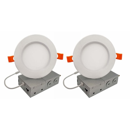 Bulbrite 4" Canless 3000K, 65w Equivalent, New Construction Integrated LED Recessed Light Kit Metal JBOX, 2PK 861676