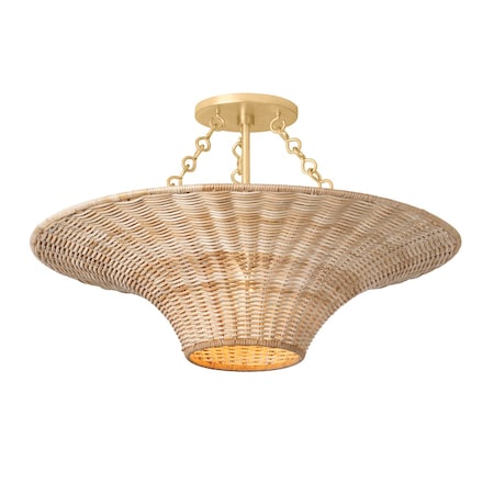Troy Lighting Ketan 1 Light Semi Flush 24.5 In. Vintage Gold Leaf C2425-VGL