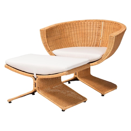 Bali & Pari Reya Natural Rattan Chair and Ottoman Set 263-14321-14322-ZORO