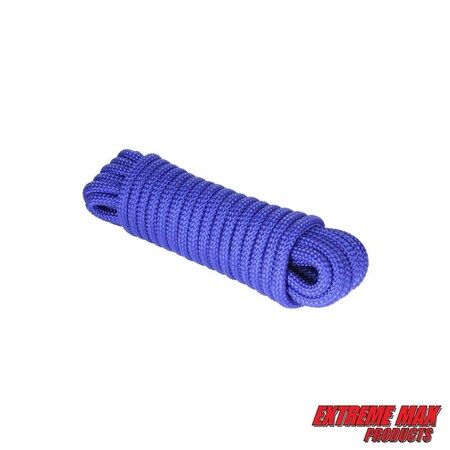 Extreme Max 3008.0283 16-Strand Diamond Braid Utility Rope - 1/2" x 25', Blue 3008.0283