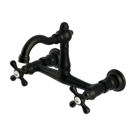 Kingston Brass Two-Handle Wall Mount Bridge Kitchen Faucet, Matte Black KS3250AX