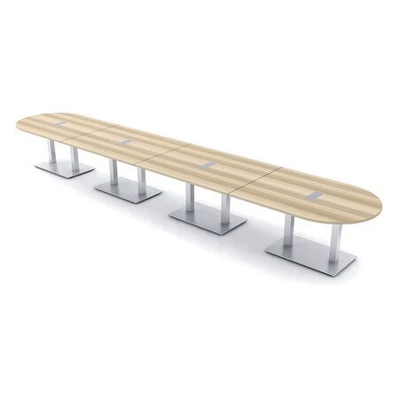 Skutchi Designs Racetrack Conference Table With Power Unit, 48 in W, 264 in L, Brown HAR-RAC-48X264-DOU-K525-ESIL