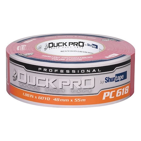 Shurtape Duct Tape, Red, 60-1/8 yd L, 1-7/8 in W 105481
