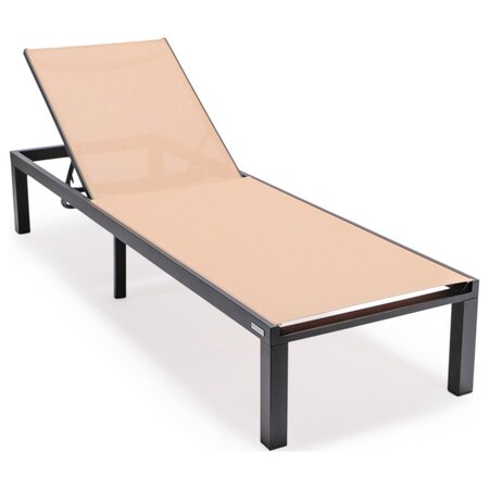 Leisuremod Marlin Patio Chaise Lounge Chair with Black Aluminum Frame, Light Brown MLBL-77LBR