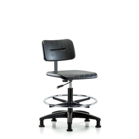 Blue Ridge Ergonomics Basic Poly Med Bench Chair, CF, Glides, Polyurethane, Chrome, 19-1/2" to 27-1/2" Seat Height BR-BPMBCH-RG-CF-RG
