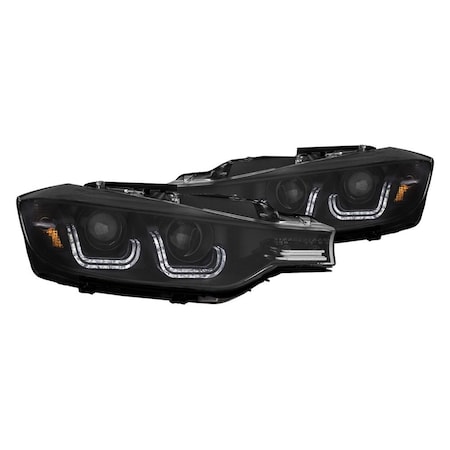 Anzo Usa USA  12-15 BMW 3 Series F30 Projector Headlights with U-Bar Black Clear 121504