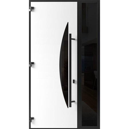 Vdomdoors Front Exterior Prehung Steel Door Ronex1077 Teak 96 Sidelight Exterior Window Sidelite Entry Metal RONEX1077EXD-OAK-W36+12xH96-RH-I