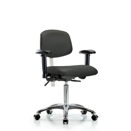 Blue Ridge Ergonomics Clean Room Chair Med Ben Chair, Vin, Chrm, AA, Cast, Gry, CL100, Adjustable Arms, 22" to 29" Height BR-NCR-VMBCH-CR-T0-A1-NF-CC-8605