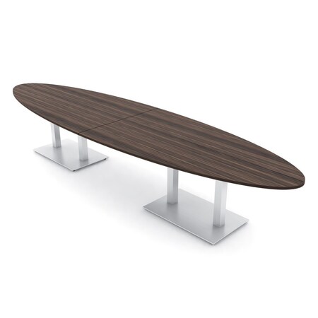 Skutchi Designs Oval Conference Table With Power, 48 in W, 168 in L, Brown HAR-OVL-48X168-DOU-H3041-NA