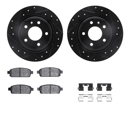 Dynamic Friction Co DFC Rotors-Drilled & Slotted-Black w/ 5000 Advanced Brake Pads Incl Hdw 8512-47028