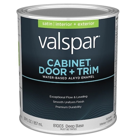 Valspar 8100 Cabinet, Door and Trim Paint Enamel, Water Base, Satin Sheen, Deep Base, 1 qt 028.0081003.005