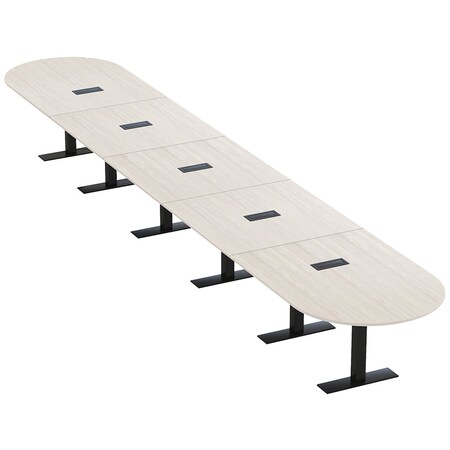 Skutchi Designs 22ft Racetrack Conference Table With Power | Harmony Series | 22 Person Meeting Room Table HAR-RAC-48X264-T.BK-K458-EBLK