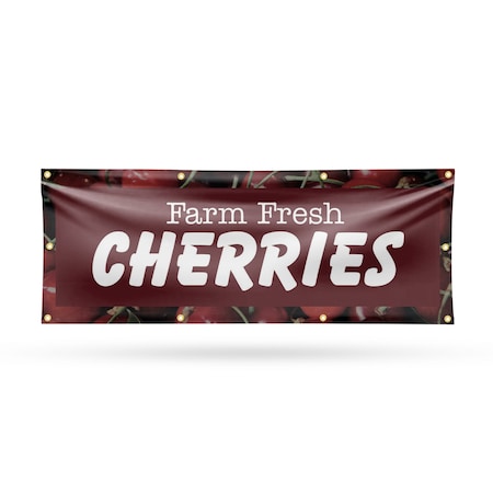Signmission Farm Fresh Cherries, 36 Inch x 96 Inch, Vinyl Banner B-96-30587