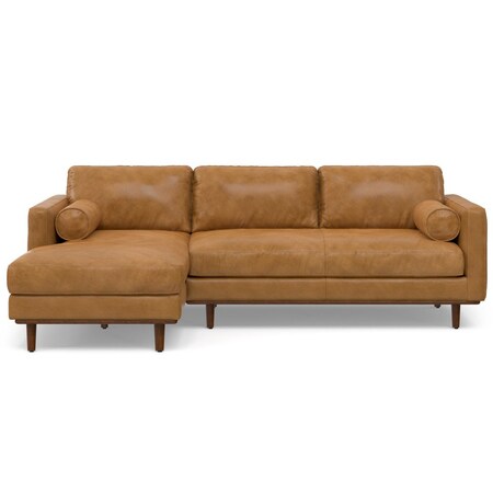 Homeroots 102" Sienna Leather Sofa With Brown Legs 641043