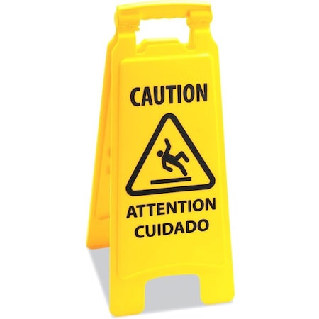 Boardwalk Caution Safety Sign For Wet Floors, 2-Sided, Plastic, 10x2x26, Yellow 3485217