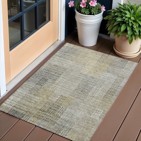 Homeroots 3' X 5' Taupe Beige And Brown Abstract Washable Indoor Outdoor Area Rug 588438