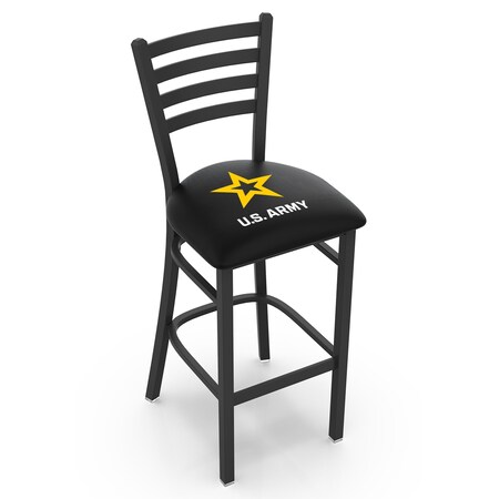 Holland Bar Stool Co 30" Blk Wrinkle U.S. Army Stationary Bar Stool, Ladder Back L00430Army