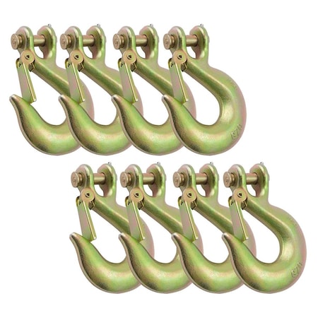 Mytee Products 8Pk G70 3/8in Clevis Slip Hook w/ Latch 6600 # WLL Trailer Safety Chain Hook, 8PK GH38-Lx8