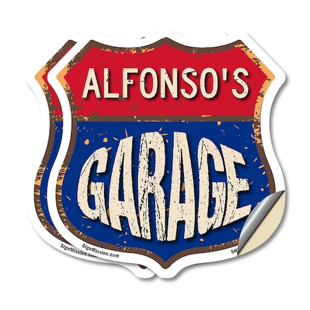 Signmission Alfonso's Garage, 12 inch X 12 inch, Vinyl Decal, 2PK SHI-D-2PACK-12-383-ALFONSO
