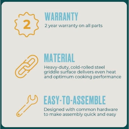 Char-Broil 22'' Performance Series Folding Cart 2 Burner Portable Propane Gas Griddle 463711223